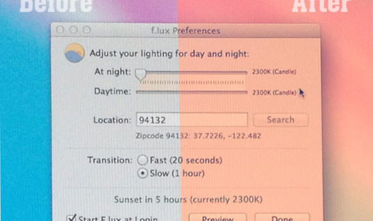 More Sleep because of F.lux, Twilight, and Redshift